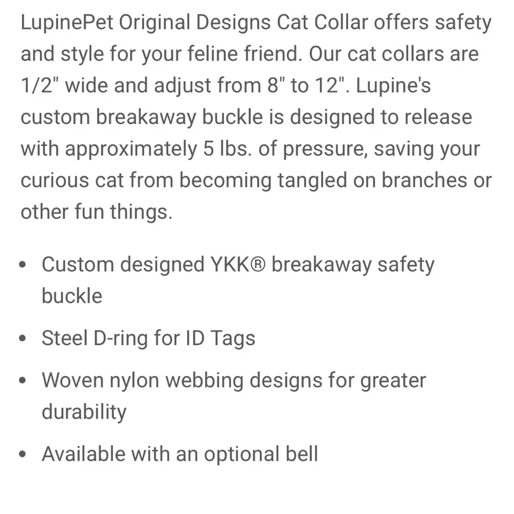 NWT Lupine Originals Cat Collar 🩷